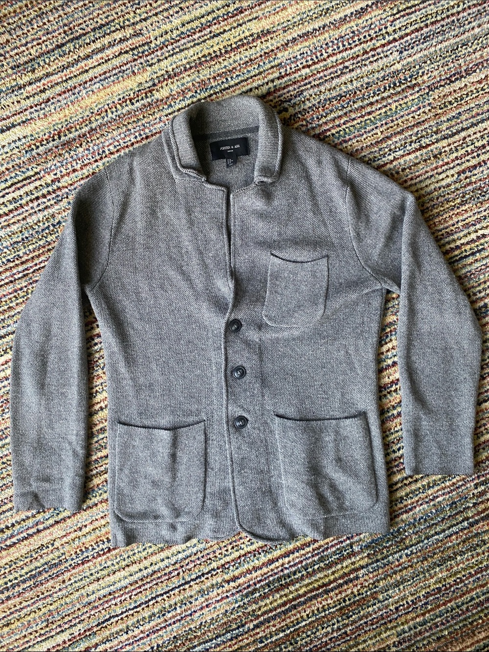 Porter & Ash gray Lambswool knit blazer cardigan M